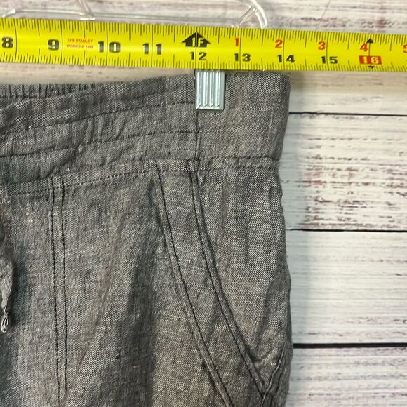 ATHLETA 100% LINEN ANKLE CROP CAPRI PANTS WOMEN’S SIZE 0 GRAY HEATHERED POCKETS - Picture 13 of 16
